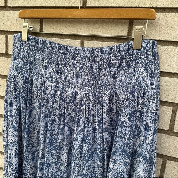 J. Jill Boye White Boho Smocked Midi Skirt Tassel Drawstring Tie - Picture 8 of 12